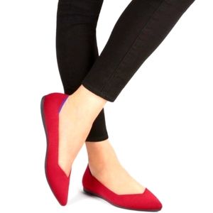 Rothy's Cherry Red (Retired) Pointed Toe Flats.